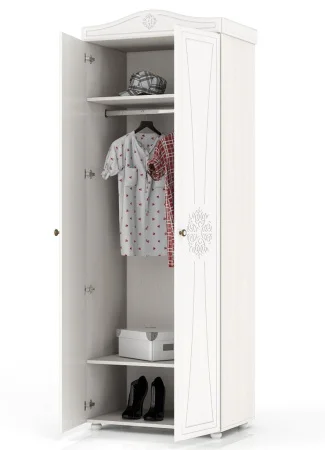 Шкаф Онега ШК-31 дуб беленый/белый вельвет