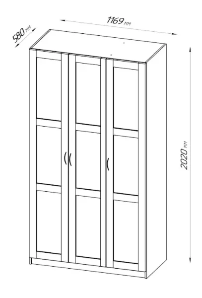 Шкаф Пегас 3 двери сборные белый