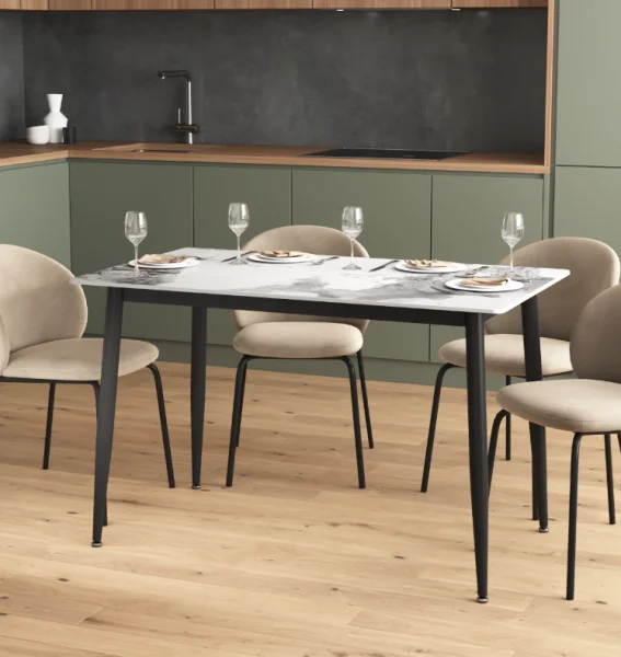 Обеденный стол DT-27 белый мрамор глянец