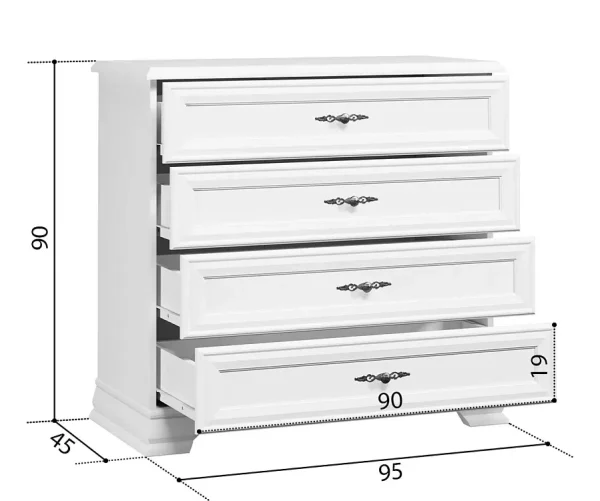 Комод Кентаки KOM4S белый Комод Кентаки KOM4S белый