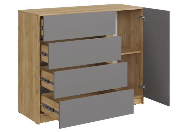 Комод Бостон КМ-001 дуб крафт золотой/серый шифер Комод Бостон КМ-001 дуб крафт золотой/серый шифер