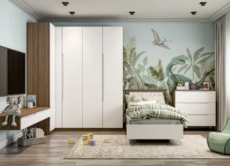 Шкаф угловой Роза 1100 орех франклин/белый софт тренто