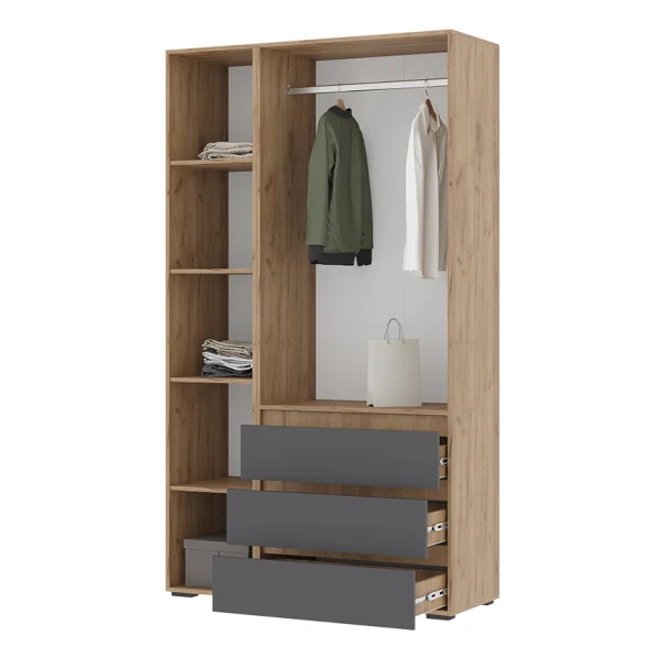 Шкаф 3-х створчатый Хелен ШК-06 серый графит/дуб крафт золото