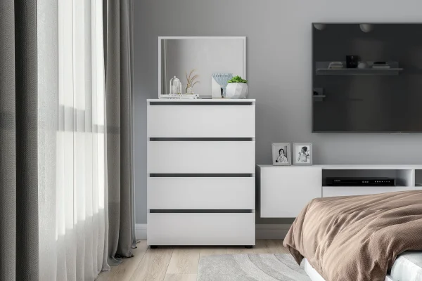 Комод Токио 4 ящиков белый текстурный Комод Токио 4 ящиков белый текстурный