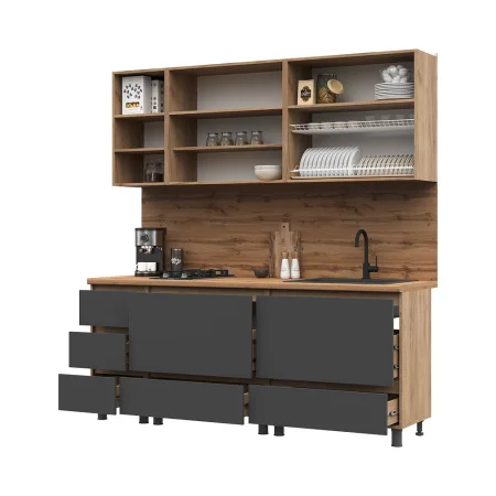 Кухня Хелен 2,0 серый графит/дуб крафт золото