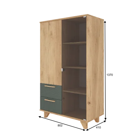 Шкаф-витрина Ньерд дуб вотан/можжевельник