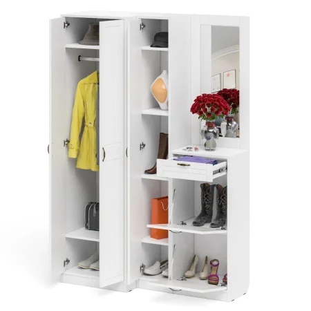 Модульная прихожая П-6 белое дерево фрезеровка прованс