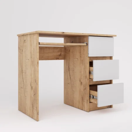 Стол письменный Охта Лайт 6.3 дуб вотан/белый правый