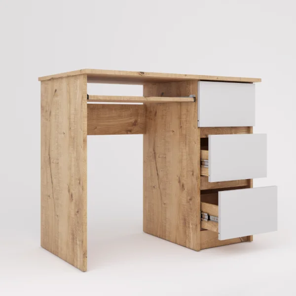 Стол письменный Охта Лайт 6.3 дуб вотан/белый правый