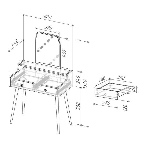 Трюмо 4-25916 дуб крафт серый/графит Трюмо 4-25916 дуб крафт серый/графит