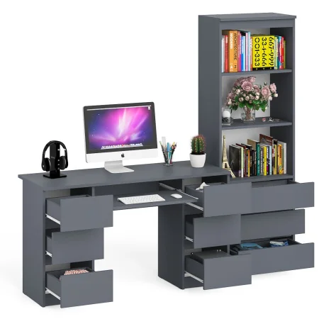 Комплект Мори Стол компьютерный МС-2 + Стеллаж МСТ 600.3 графит
