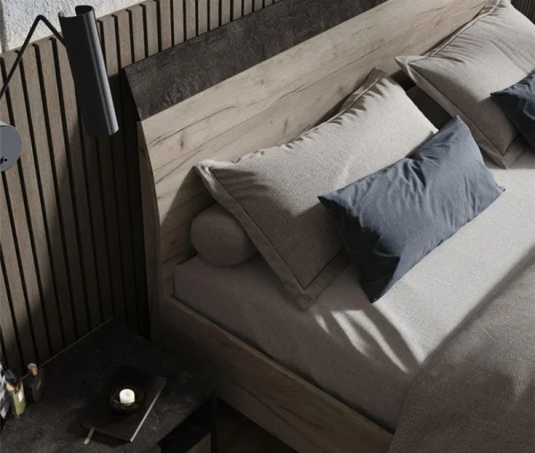 Кровать Эдинбург железный камень/дуб крафт серый Кровать Эдинбург железный камень/дуб крафт серый