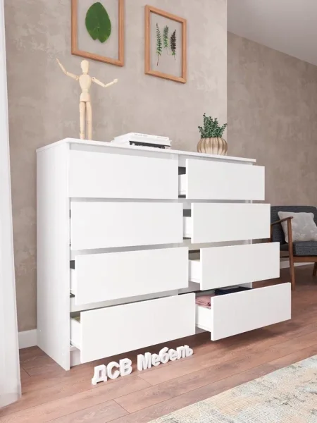 Комод Мори МК 1200.8 белый (8 ящиков) Комод Мори МК 1200.8 белый (8 ящиков)
