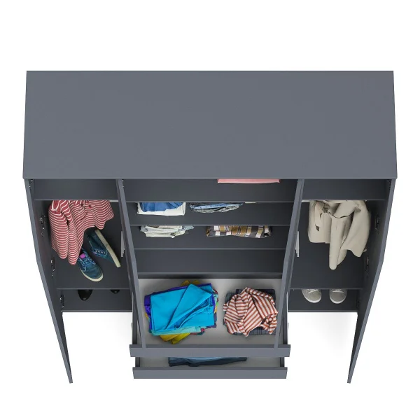 Шкаф с тремя ящиками и четырьмя дверками МШ 1600.1 графит