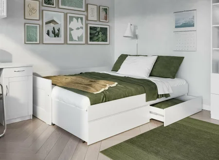 Кровать раздвижная Сириус 80х200 с ящиками белый