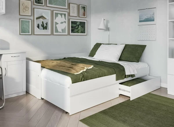 Кровать раздвижная Сириус 80х200 с ящиками белый Кровать раздвижная Сириус 80х200 с ящиками белый