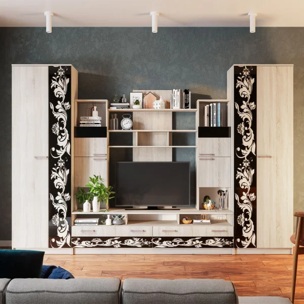 Гостиная Багира дуб сонома/стекло каштан