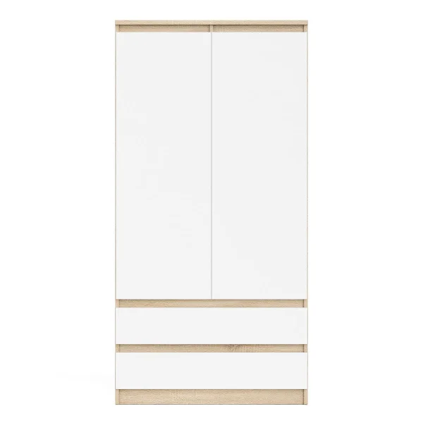 Шкаф два ящика и две дверки МШ 900.1 дуб сонома/белый