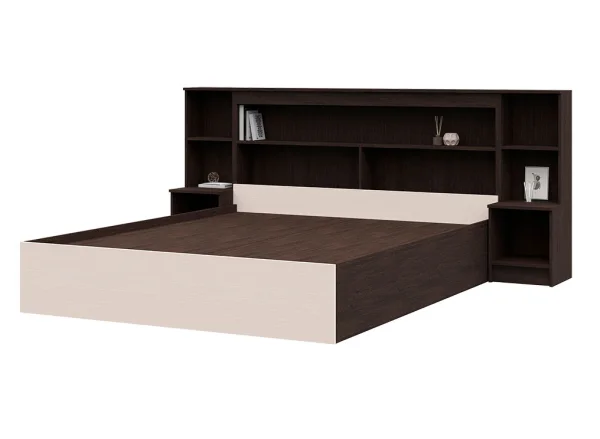 Кровать с прикроватным блоком Бася венге/белфорт Кровать с прикроватным блоком Бася венге/белфорт