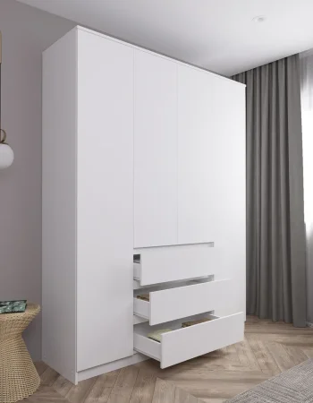 Шкаф для одежды с ящиками Мори МШ 1600 белый