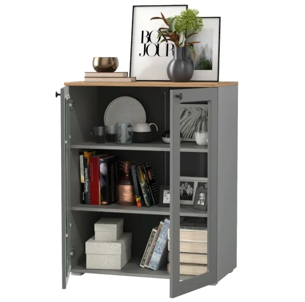 Шкаф-витрина (тумба) Остин 16.394.01 серый графит/дуб крафт золотой Шкаф-витрина (тумба) Остин 16.394.01 серый графит/дуб крафт золотой