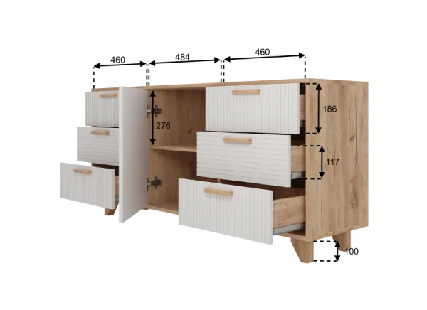 Комод Ньерд 1500 дуб вотан/белый софт Комод Ньерд 1500 дуб вотан/белый софт