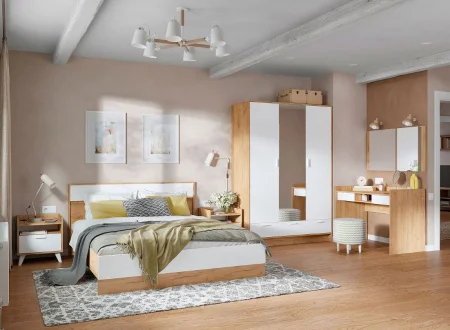 Тумба прикроватная Ирис ТБ-01 дуб крафт золотой/белый