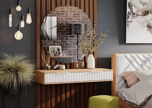 Стол туалетный Хилтон дуб крафт золотой/белый матовый Стол туалетный Хилтон дуб крафт золотой/белый матовый