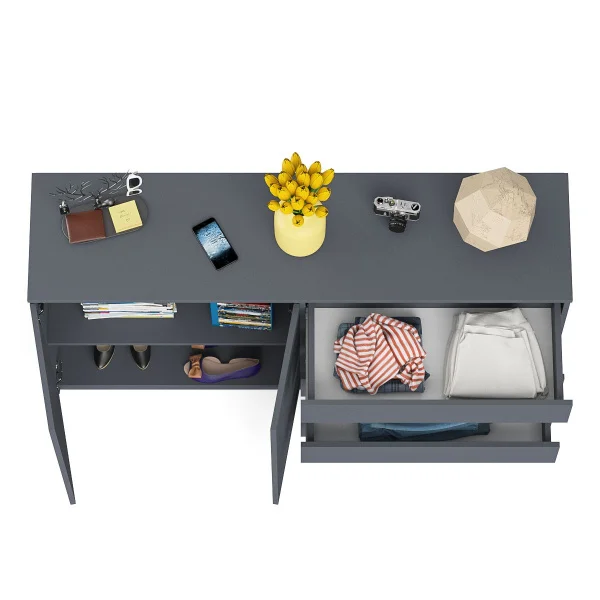 Комод широкий четыре ящика и две дверки МК 1600.1 графит Комод широкий четыре ящика и две дверки МК 1600.1 графит