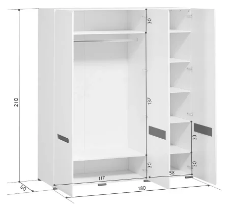 Шкаф Ацтека SZF3D/21/18 белый глянец