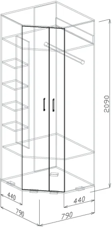 Шкаф угловой Лидер №9 венге/рельеф пастель