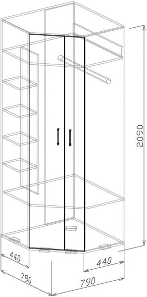 Шкаф угловой Лидер №9 венге/рельеф пастель