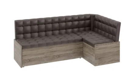 Скамья угловая Форест со спальным местом дуб сонома трюфель, кожзам коричневый