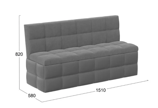 Скамья прямая Домино исп 2 кожзам серый, велюр серый Скамья прямая Домино исп 2 кожзам серый, велюр серый