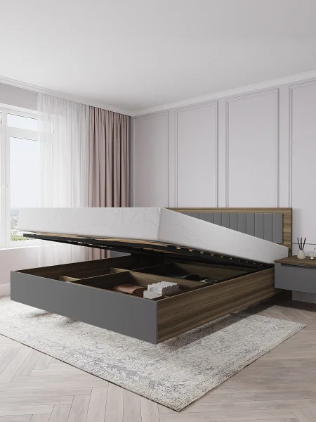 Кровать Роза 160 орех франклин/графит скин ройс Кровать Роза 160 орех франклин/графит скин ройс