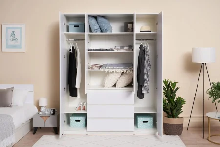 Шкаф Челси 1600 белый/белый глянец