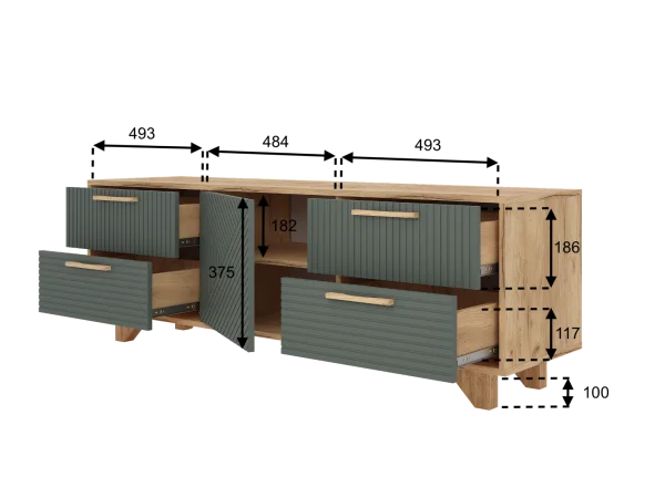 Тумба ТВ Ньерд 1501.4 дуб вотан/можжевельник