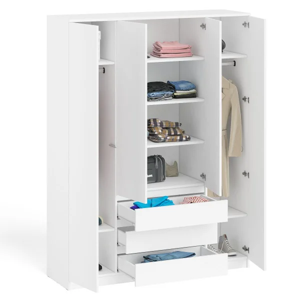 Шкаф с тремя ящиками и четырьмя дверками МШ 1600.1 белый