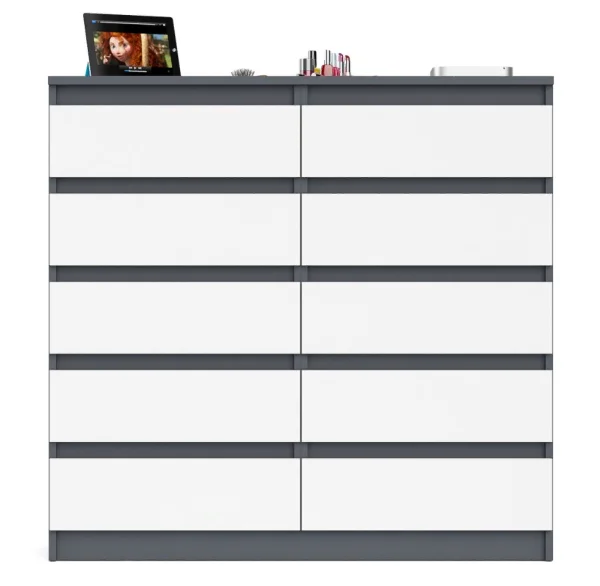 Комод десять выдвижных ящиков МК 1200.10 графит/белый Комод десять выдвижных ящиков МК 1200.10 графит/белый
