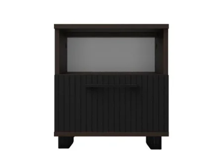 Тумба прикроватная Копенгаген с ящиком венге/черный матовый