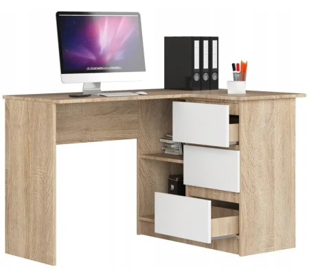 Стол угловой Челси дуб сонома/белый глянец