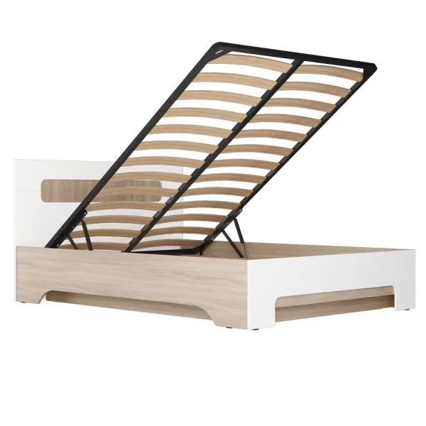 Кровать Палермо-3 ясень шимо светлый/белый глянец Кровать Палермо-3 ясень шимо светлый/белый глянец