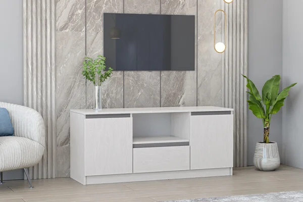 Тумба под ТВ Кэт-1 ясень анкор светлый/графит