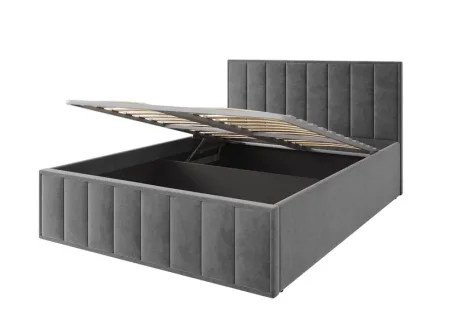 Кровать Лана 140х200 с подъемным механизмом, велюр графит софт