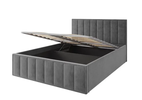 Кровать Лана 140х200 с подъемным механизмом, велюр графит софт Кровать Лана 140х200 с подъемным механизмом, велюр графит софт