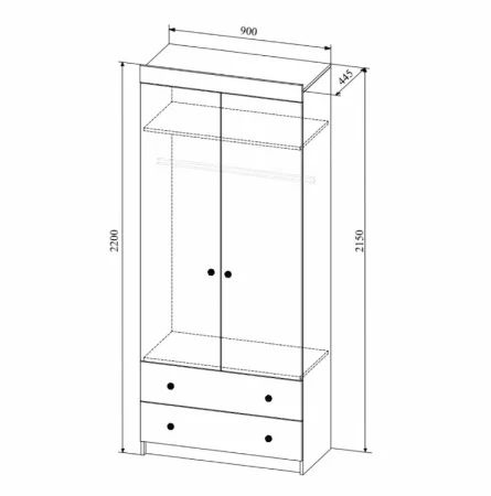 Шкаф Лавис ШД 900.1 белый/графит софт