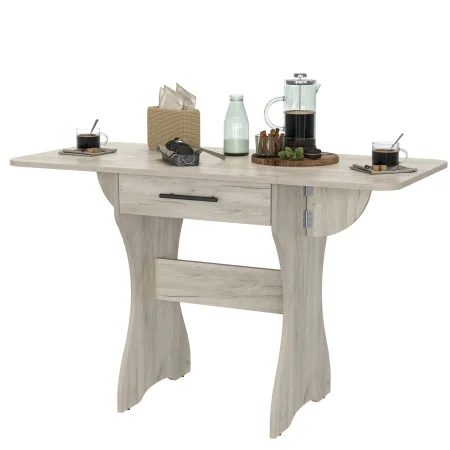Стол обеденный раскладной с ящиком 6-02.120 дуб крафт серый