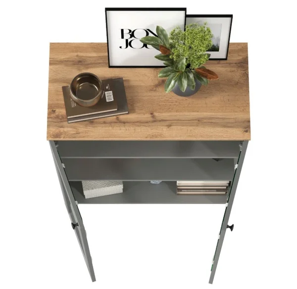 Шкаф-витрина (тумба) Остин 16.394.01 серый графит/дуб крафт золотой Шкаф-витрина (тумба) Остин 16.394.01 серый графит/дуб крафт золотой