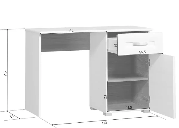 Стол туалетный Мальта TOL1D1S лиственница сибирская/орех лион Стол туалетный Мальта TOL1D1S лиственница сибирская/орех лион