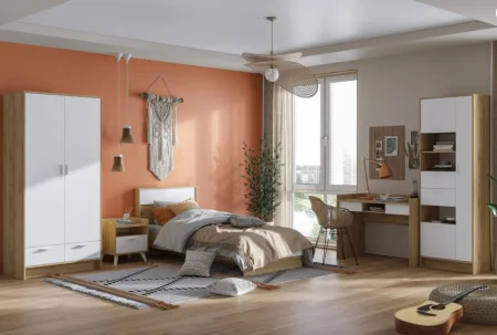 Шкаф Ирис ШК-05 дуб крафт золотой/белый